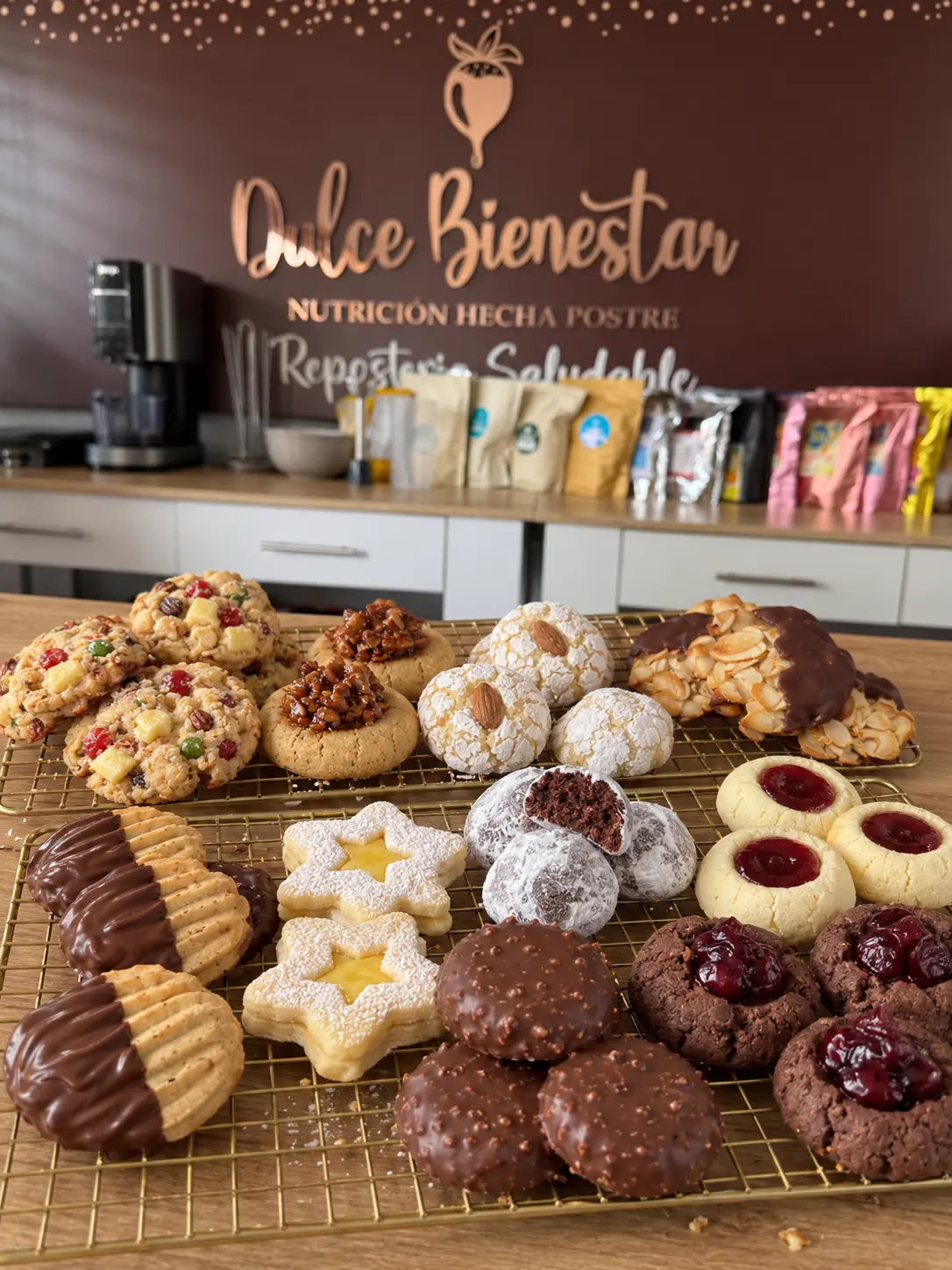 Diez galletas artesanales sobre la mesa en Dulce Bienestar
